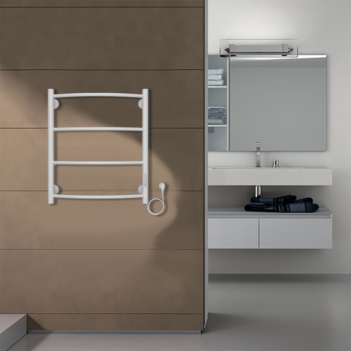 Полотенцесушитель электрический 500/600 4 секции, диммер справа, белый, Verona Azario - AZ04856W