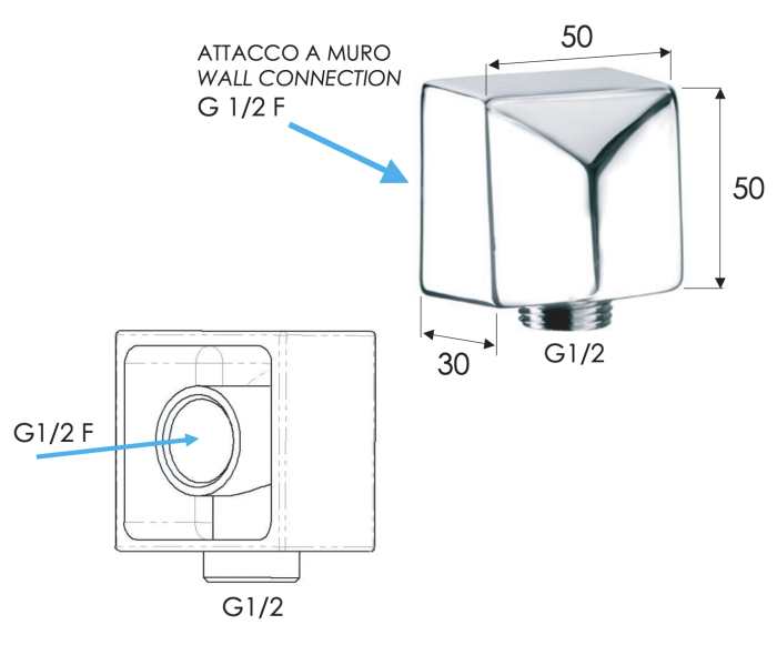 Шланговое подключение для душа белый матовый, Remer, скрытого монтажа 309SBO