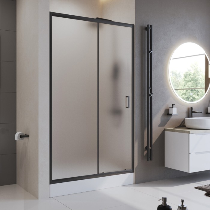 Душевая дверь в нишу 120x195 BelBagno, матовый черный, Uno-195 арт. UNO-195-BF-1-120-P-NERO