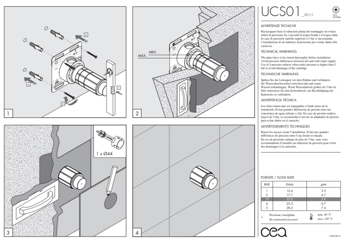 Скрытая часть CeaDesign UCS для встраиваемого смесителя арт. UCS01