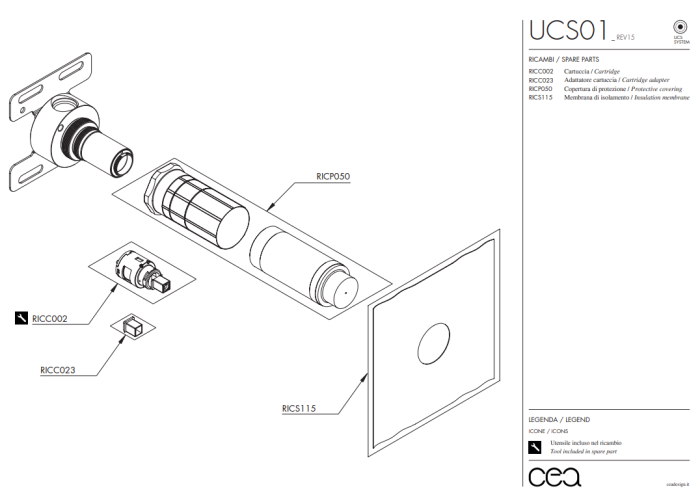 Скрытая часть CeaDesign UCS для встраиваемого смесителя арт. UCS01