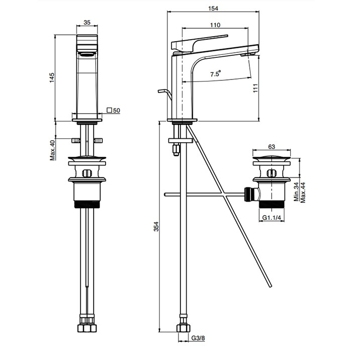 Fima Carlo Frattini Смеситель для раковины, на 1 отв., с донным клапаном, Fit, F3381CR.1 цвет: хром