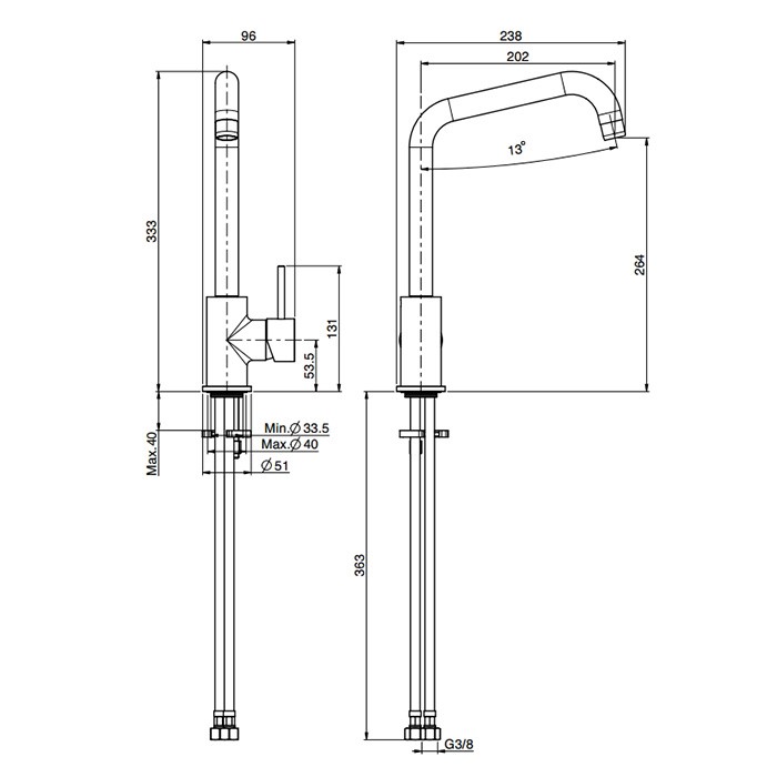 Fima Carlo Frattini Смеситель для кухни, на 1 отв., Kitchen, F3067/1RNS.ES цвет: черный