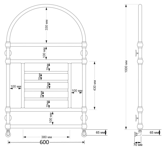 Полотенцесушитель водяной латунный 60x100 Рим (бронза) Secado арт. 4603777477226