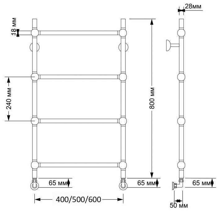 Полотенцесушитель водяной латунный 50x80 Флоренция 1 (бронза) Secado арт. 4603777477523