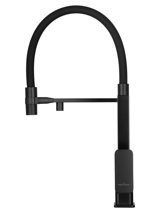 Смеситель для кухни с гибким изливом и подключением фильтра, Wonzon & Woghand, WW-88458012-MB цвет: черный