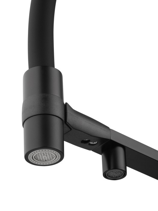 Смеситель для кухни с гибким изливом и подключением фильтра, Wonzon & Woghand, WW-88458012-MB цвет: черный