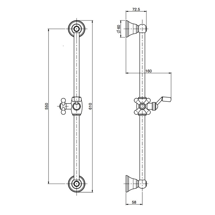 Fima Carlo Frattini Душевая штанга, Wellness, F2044/1CR цвет: хром