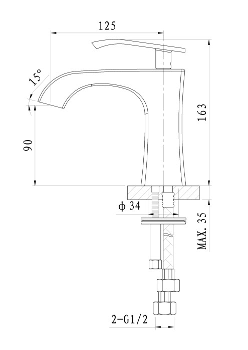Смеситель для раковины, Wonzon & Woghand Triumph, WW-561101-CR цвет: хром