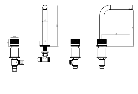 Смеситель на столешницу на 3 отв. Black, Boheme Aura - 152-B-A