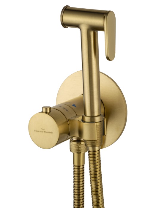 Смеситель с гигиеническим душем и термостатом встраиваемый, Wonzon & Woghand, WW-88829909-BG цвет: золото