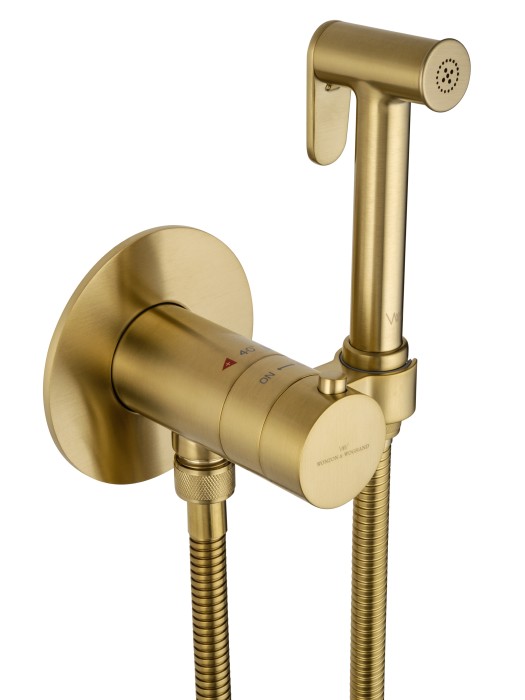 Смеситель с гигиеническим душем и термостатом встраиваемый, Wonzon & Woghand, WW-88829909-BG цвет: золото