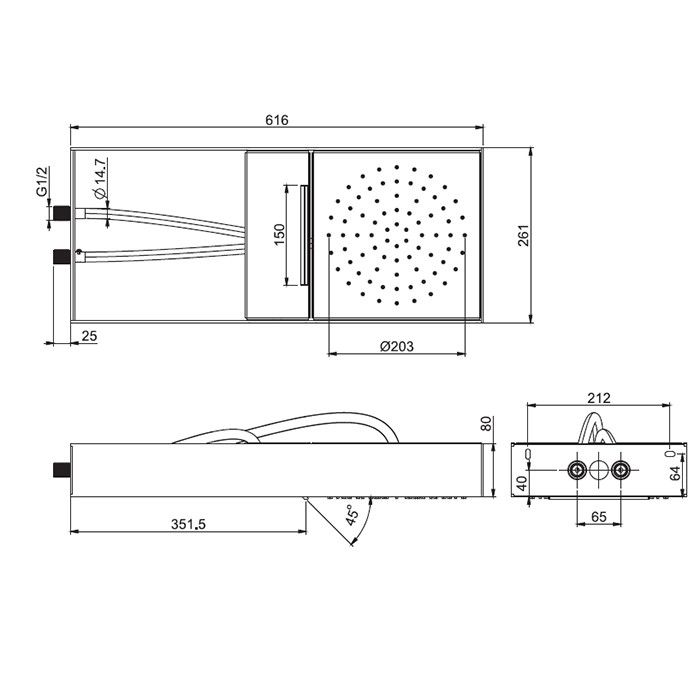 Fima Carlo Frattini Верхний душ Moove настенного монтажа в черной матовой раме, с каскадом, передвижной модуль подачи воды, Wellness, F2992NCR цвет: хром
