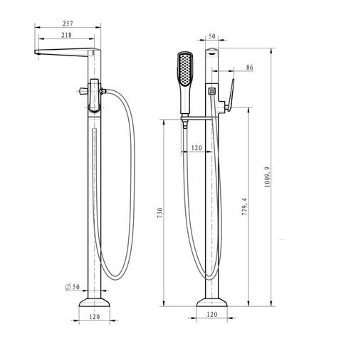 Смеситель для ванны, хром, Venturo Boheme 379