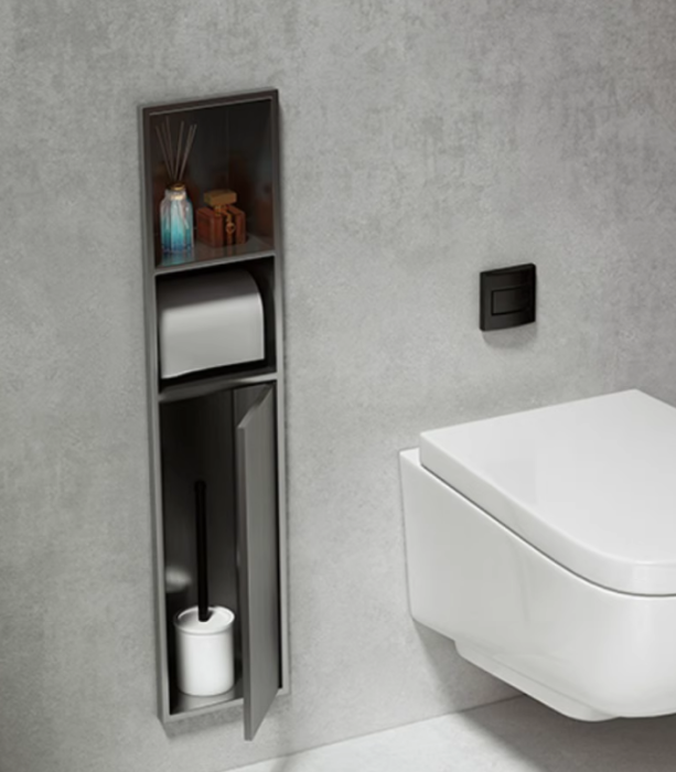 Встраиваемый бумагодержатель с отсеком для ершика серый металик 16*60 WOW 