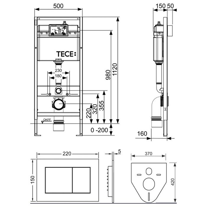 Инсталляция для подвесного унитаза k 400 403, TECE арт. K400403