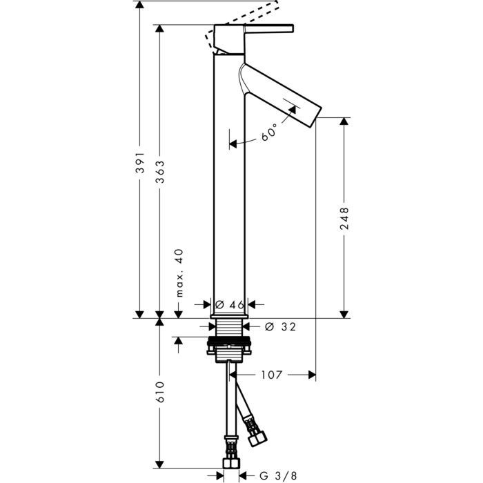 Смеситель для раковины Starck Axor, шлифованный черный хром арт. 10103340