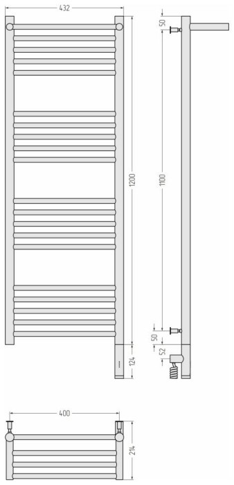 Сунержа Электрический полотенцесушитель 1200x400, Богема 3.0 с 1 полкой, 03-5807-1240 цвет: золото