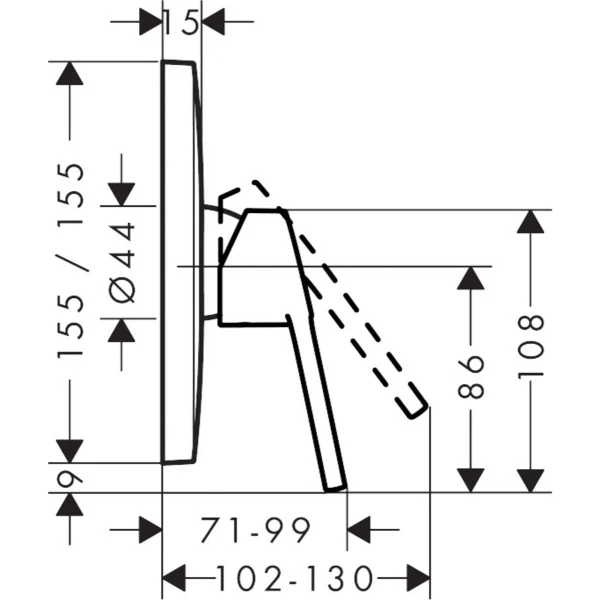 Смеситель для душа Loop скрытого монтажа, Hansgrohe Logis Loop, хром арт. 71267000