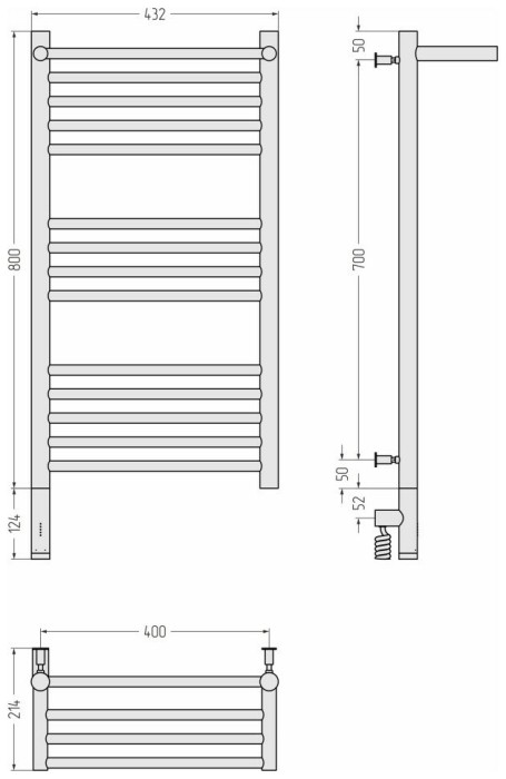 Сунержа Электрический полотенцесушитель 800x400, Богема 3.0 с 1 полкой, 05-5806-8040 цвет: состаренная бронза