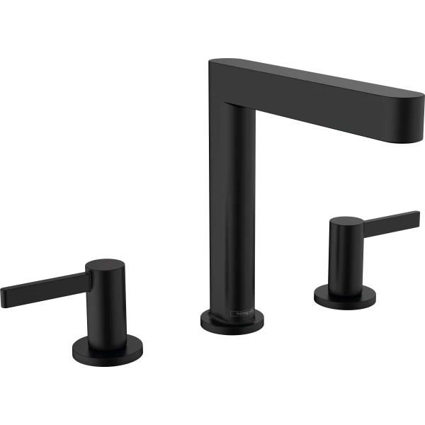 Смеситель для раковины на 3 отверстиясо сливным клапаном Push-Open, Hansgrohe Finoris, черный арт. 76034670