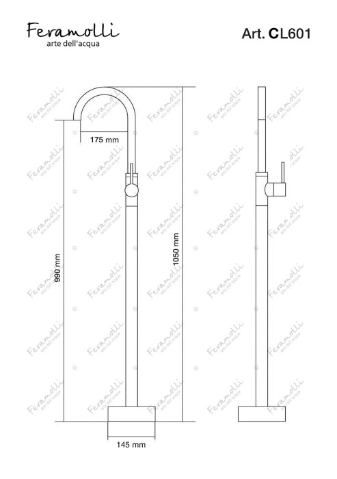 Напольный смеситель для раковины, хром, Ele Feramolli - CL601