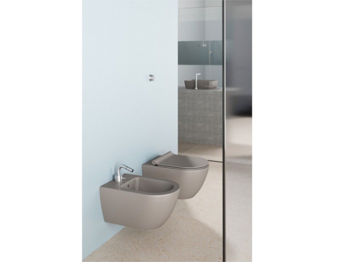 Подвесной унитаз 36х55 см, swirlflush, цвет tortora matt, dualglaze, без крепежа в комплекте, безободковый, без сиденья, GSI Color-elements арт. 881505