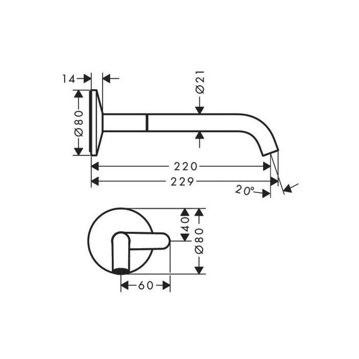Смеситель для раковины скрытого монтажа One Axor, шлифованный черный хром арт. 48112340