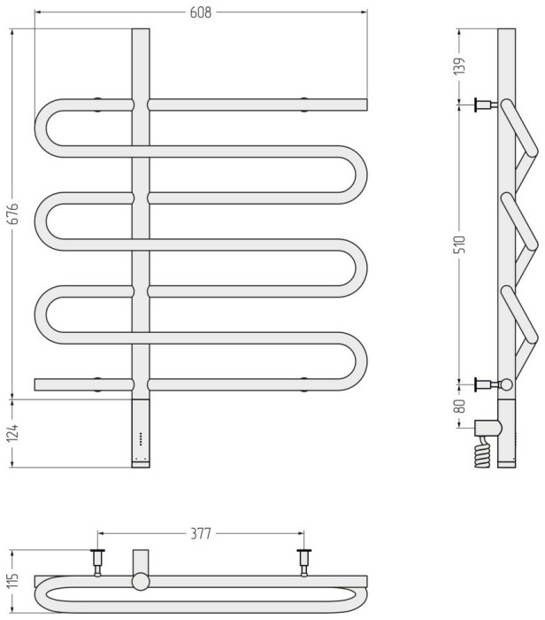 Сунержа Электрический полотенцесушитель 1000x300, Эпатаж 3.0, 032-5850-8060 цвет: матовое золото