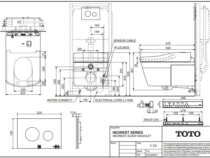Подвесной унитаз с биде, Neorest TOTO, CW994P+TCF996WG-NW1 цвет: белый