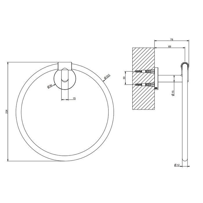 Полотенцедержатель-кольцо, Gessi Tondo, finox brushed nickel арт. 63709#149
