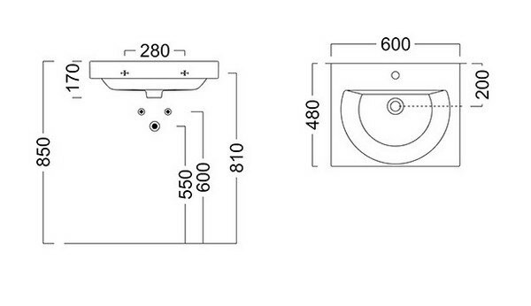Раковина 60 с крепежом, Buongiorno Kerama Marazzi, белый - BG.wb.60
