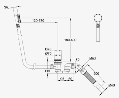 Слив-перелив, Bette, BetteMono Silhouette, для ванны, цвет-salvia