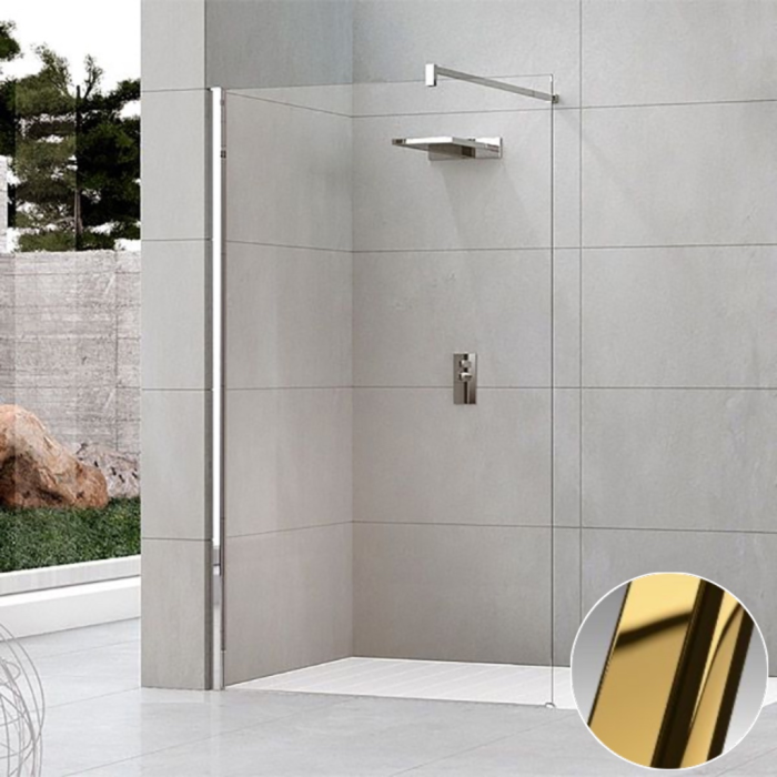Душевое ограждение Walk-In 120 см (117-120х200) золото, Novellini Kuadra H, KUADH120-1O