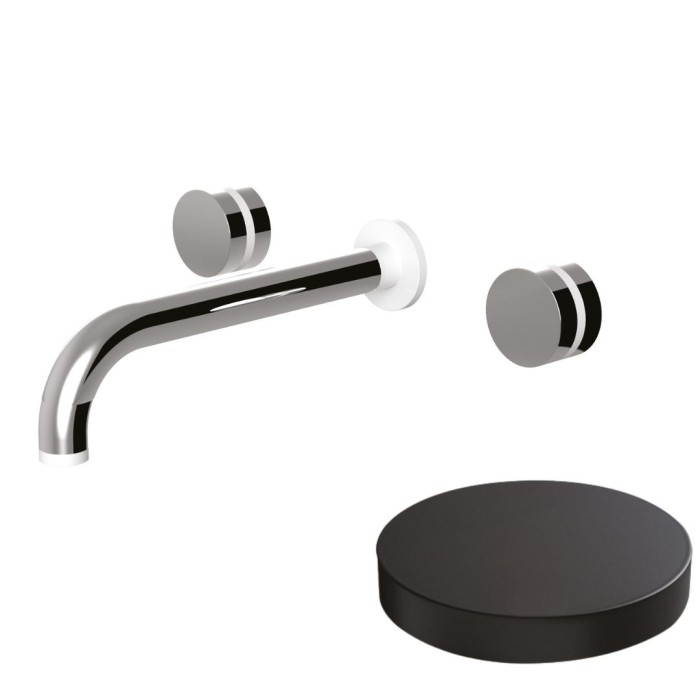 Встраиваемый смеситель на раковину, двухрычажный, излив 20 см, Giulini My ring, черный матовый арт. MR0123EPNO