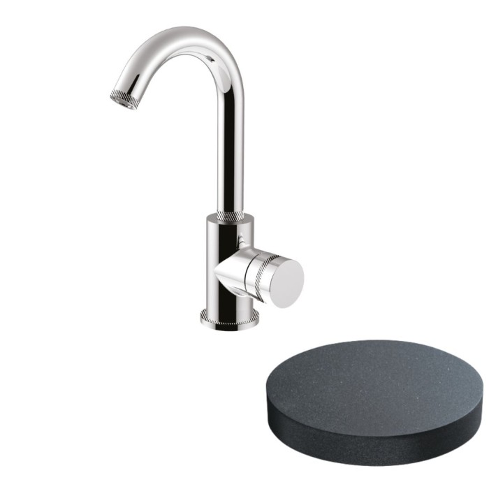 Смеситель для раковины однорычажный, поворотный излив, без донного клапана, Giulini My ring deluxe, графит арт. MR85/SCDLGF