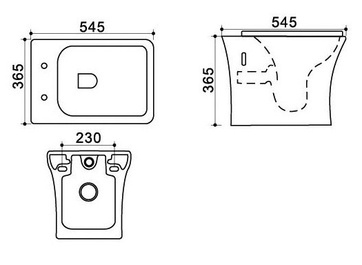 Подвесной унитаз Trend 545х365х365 безободковый, с сиденьем микролифт, Azario Iris арт. AZ-2024