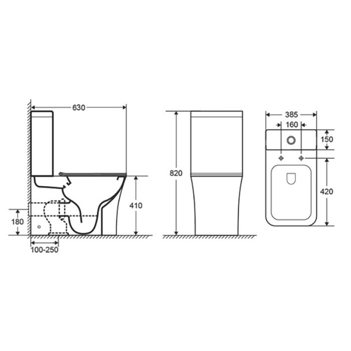 Унитаз-компакт 385х630х820 напольный, безободковый, с быстросъемным сиденьем микролифт, Azario ANTEO SQUARE арт. AZ-1218A
