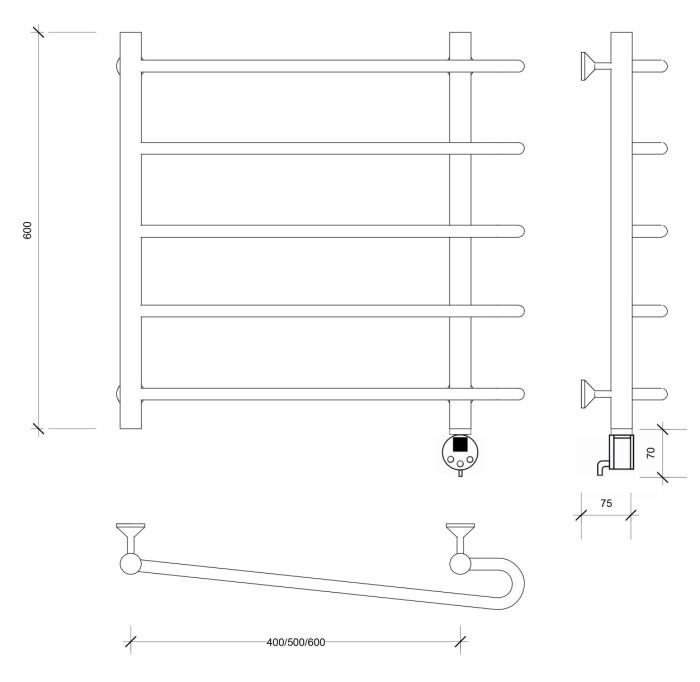 Полотенцесушитель электрический 60x60x70 Венеция 2 Secado арт. 4673739233696