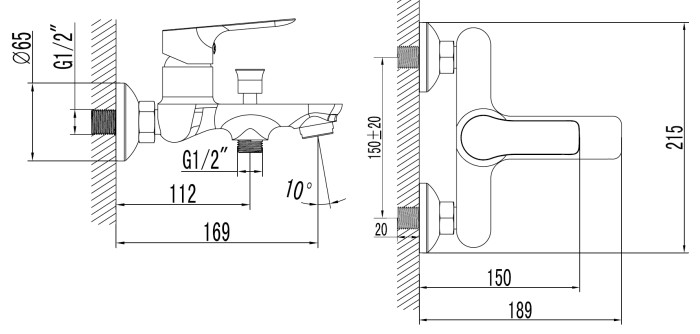 Смеситель для ванны с ручным душем, керамический картридж, хром, Azario AVILLA арт. AZ-SU23394C
