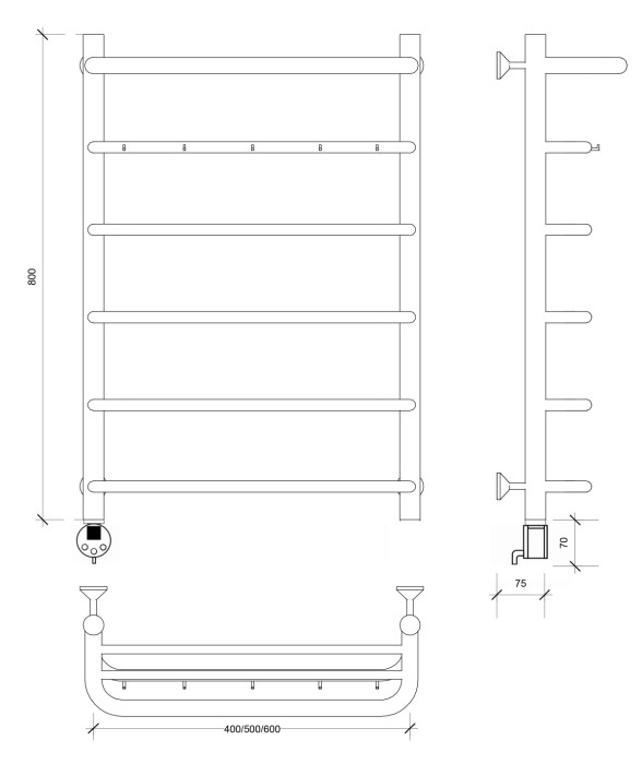 Полотенцесушитель электрический 80x60 Мерида 1 КСП Secado арт. 4673739235805