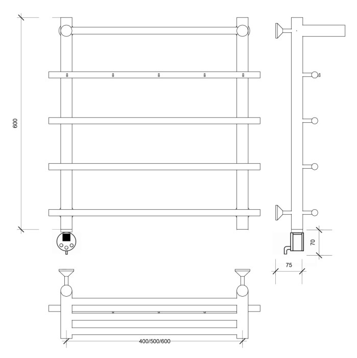 Полотенцесушитель электрический 60x50x60 Турин 1 КСП Secado арт. 4673739244289