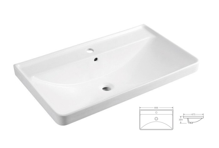 Тумба 80 810х470х670 подвесная с раковиной Monte tx 80 белый матовый, Azario Мила - CS00080142