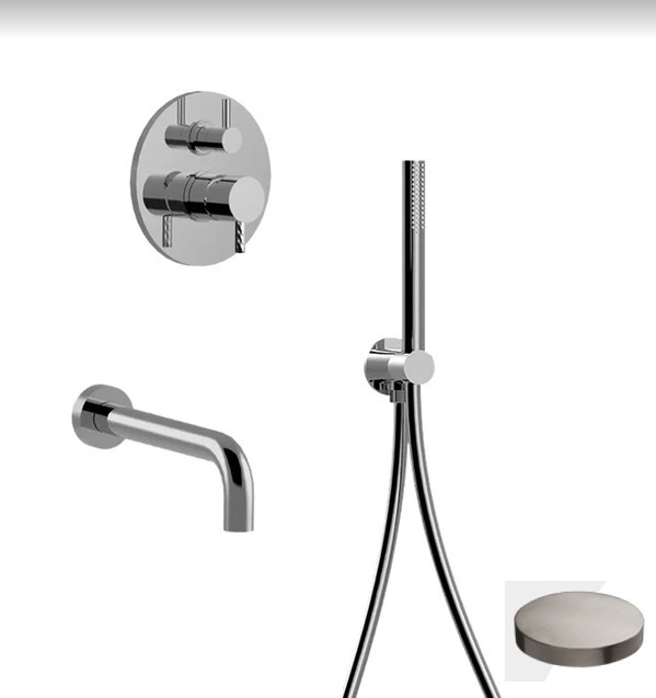 Внешняя часть комплекта на ванную встраиваемого, смеситель, излив, ручной душ, Giulini My future deluxe, никель матовый арт. 5903DDEPNKO