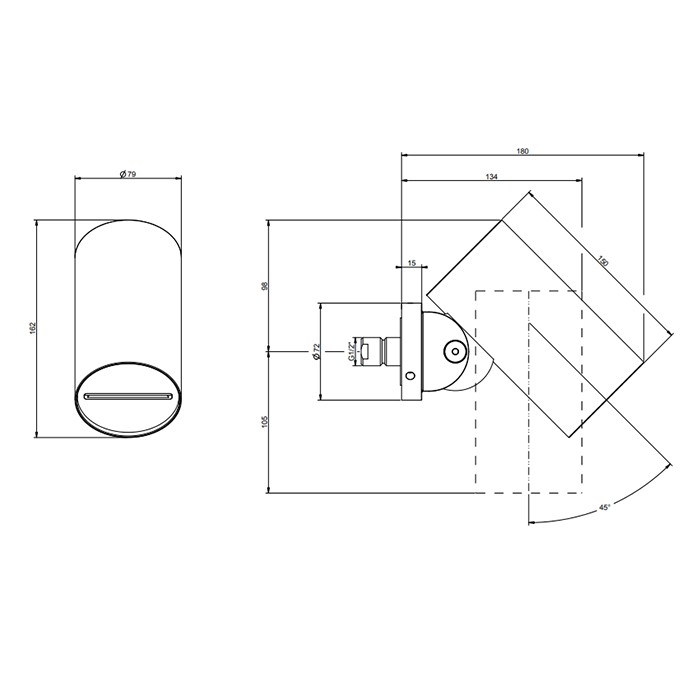 Верхний душ d7.9см., с настенным креплением, водопад, Gessi 316, black metal brushed pvd арт. 57207#707