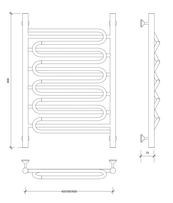 Полотенцесушитель водяной 80x40 Валенсия 3 (хром) Secado арт. 4603777446246