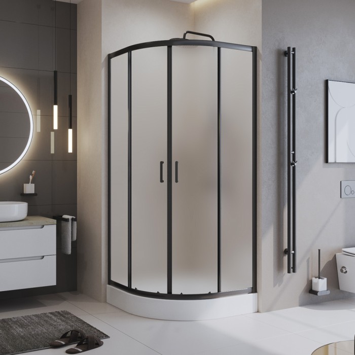 Душевой уголок 90x195 BelBagno, матовый черный, Uno-195 арт. UNO-195-R-2-90-P-NERO