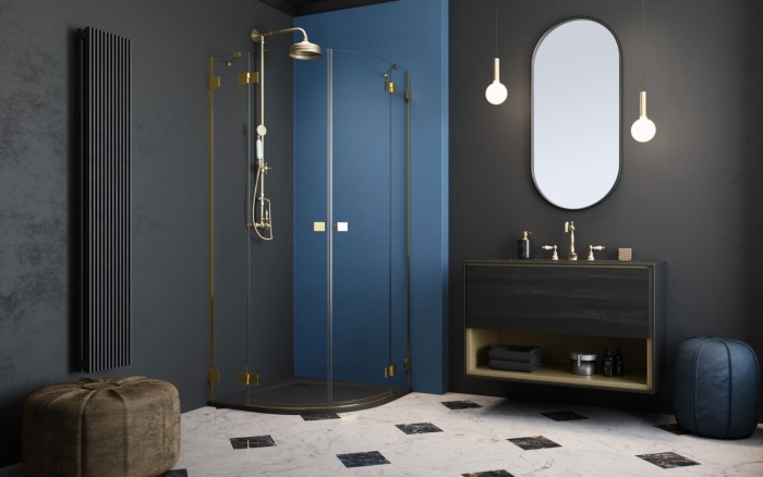 Душевое ограждение Radaway Essenza Pro Gold PDD 80х80см, стекло 6мм прозрачное, профиль золото арт. 10095080-09-01L/10095080-09-01R