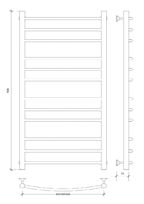 Полотенцесушитель водяной 100x40 Милан 3 (хром) Secado арт. 4603777444983