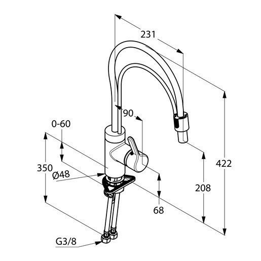 Однорычажный смеситель для кухни, белый, выдвижной излив, bingo star Kludi, хром - 428590578